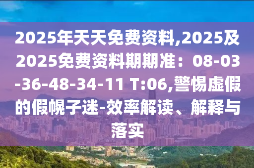 2025年天天免费资料,2025及2025免费资料期期准：08-03-36-48-34-11 T:06,警惕虚假的假幌子迷-效率解读、解释与落实